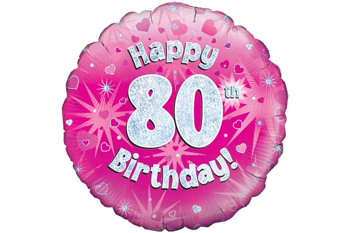 80th Pink Helium Balloon