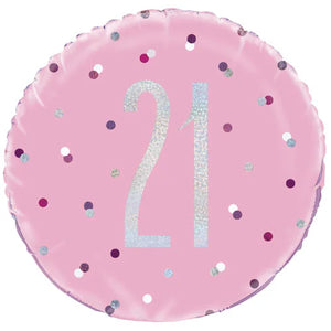 Pink Happy 21st Birthday Balloon