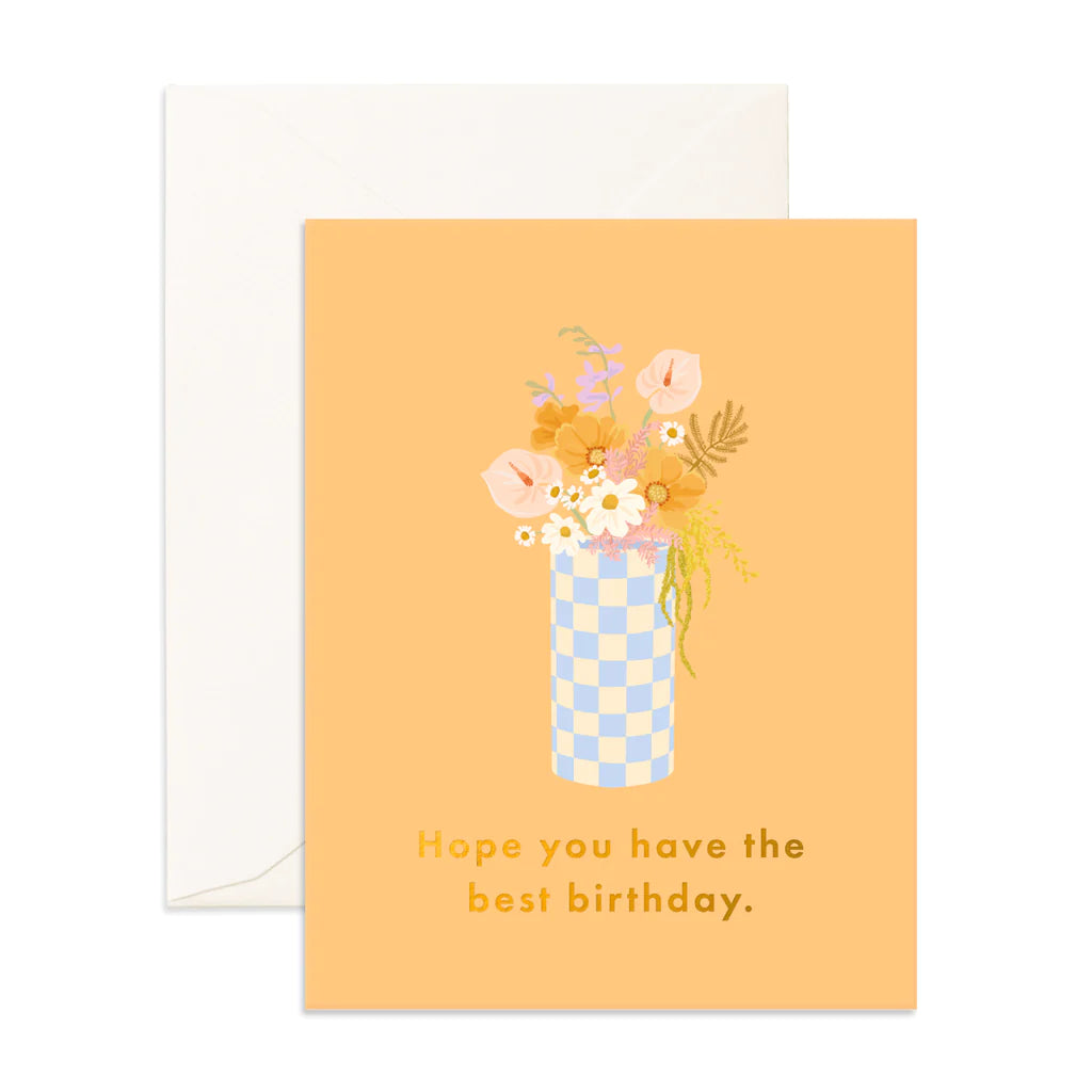 Best Birthday Flower Vase Card