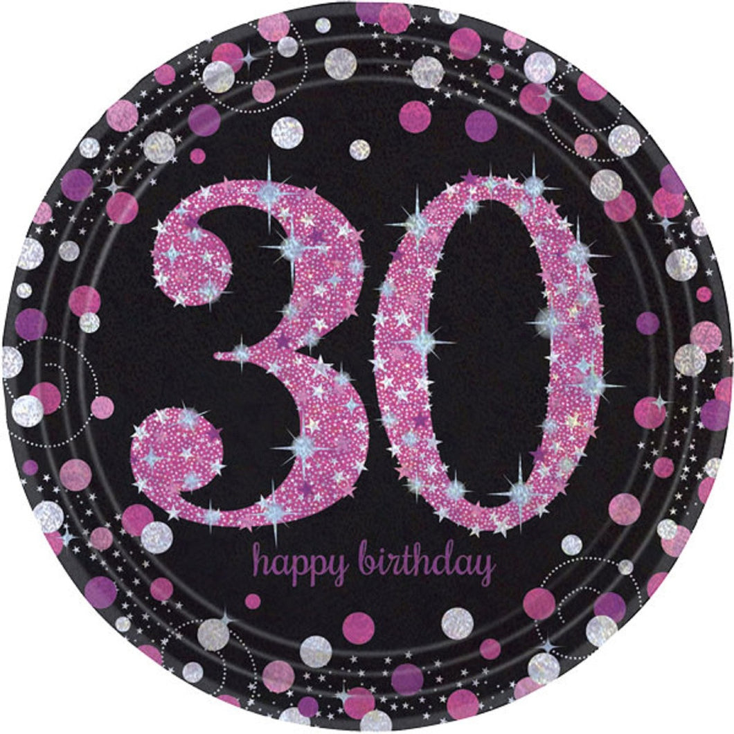 Pink and Black 30 Happy Birthday Balloon